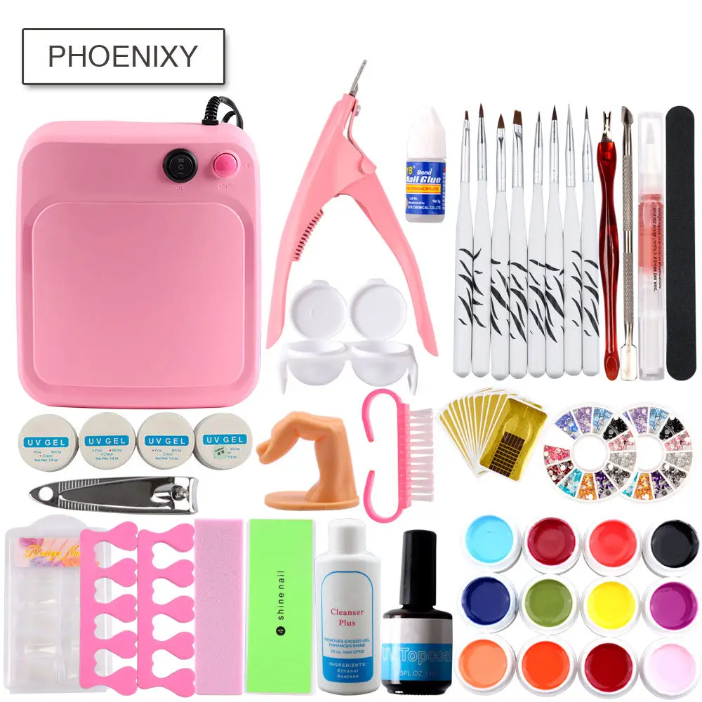 УФ гель для ногтей Набор 36 Вт Сушилка для ногтей лампа УФ гель для наращивания ногтей набор слой средство для удаления клея лак для ногтей набор инструментов для маникюра Набор