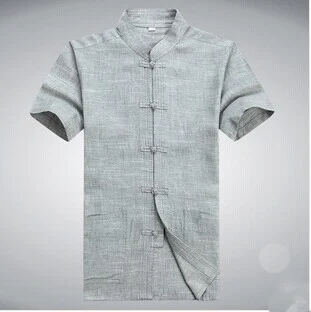 Рубашка из хлопка и льна с коротким рукавом крылом|tai chi shirt|wing chun shirtsbreathable shirt |