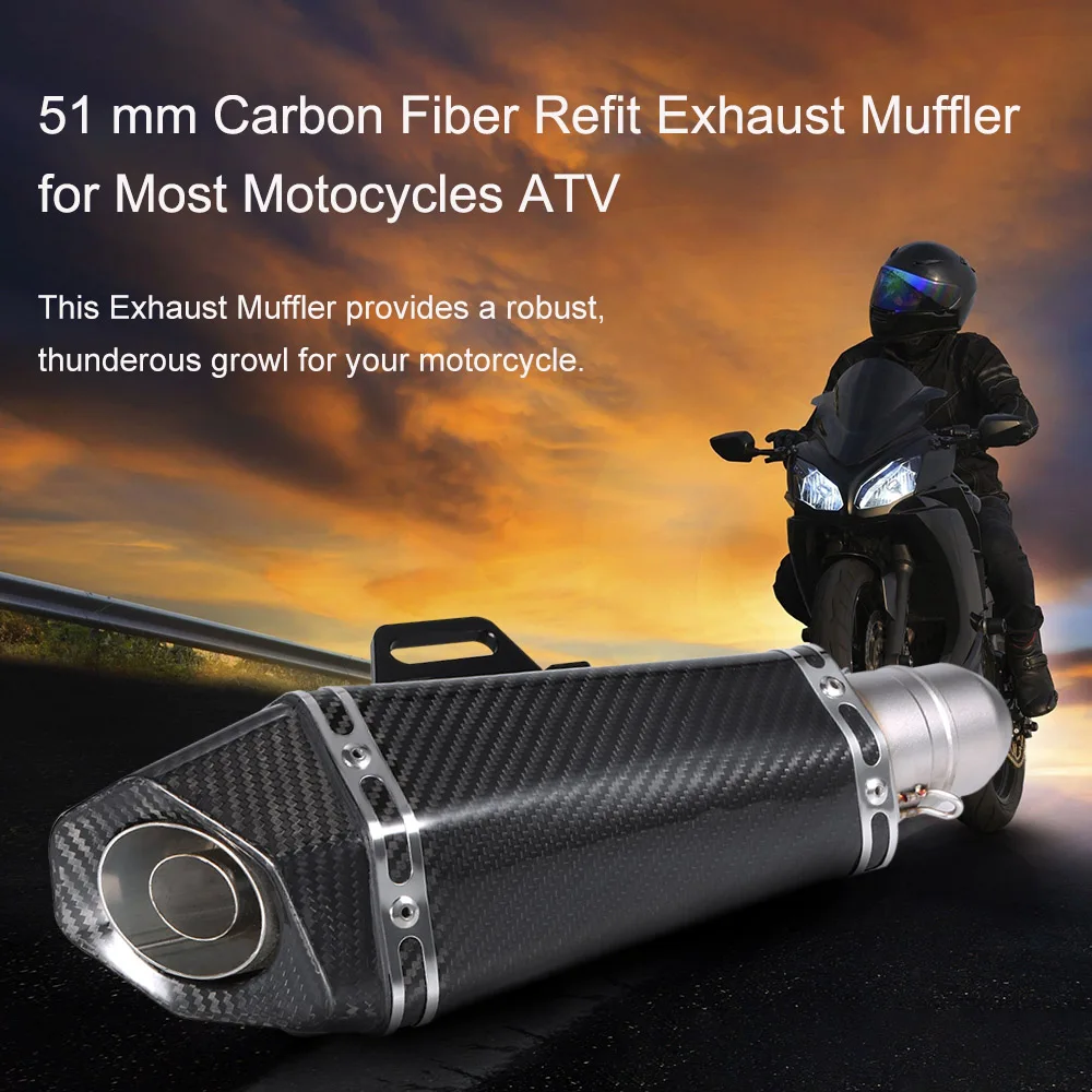 51mm font b Automobiles b font Motorcycle font b Exhaust b font Carbon Fiber Refit font