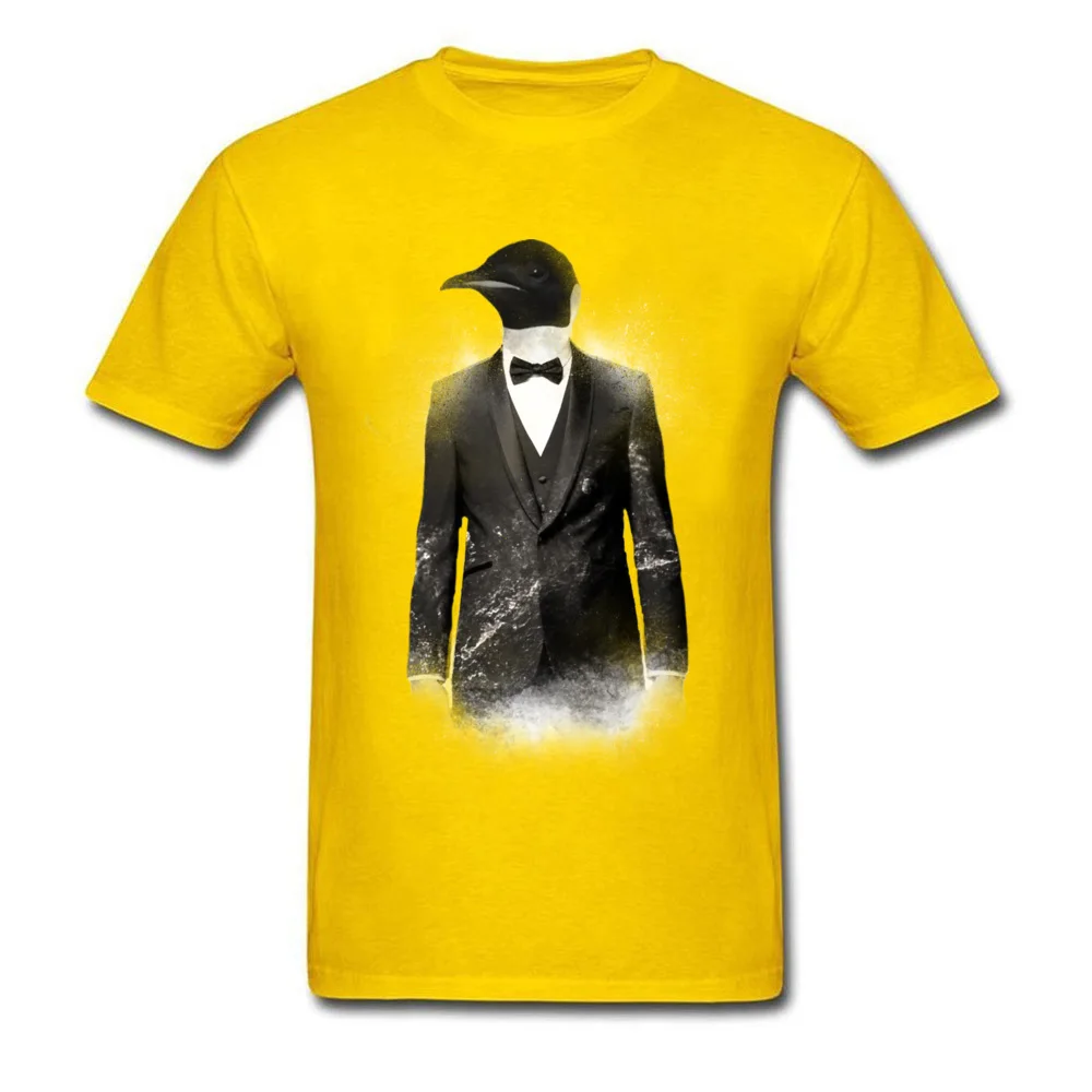 Printed On Blizzard Penguin Hip hop Short Sleeve ostern Day Tops Tees Funky Round Collar Pure Cotton Tops T Shirt Mens T Shirt Blizzard Penguin yellow
