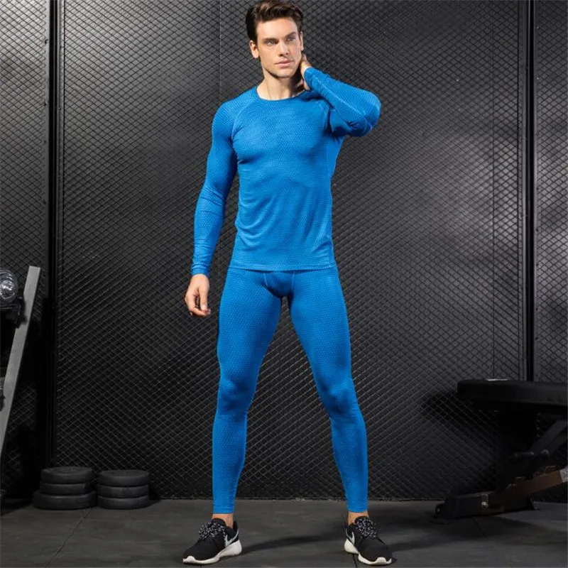 100 компл. Для мужчин формочек упражнения 3D Tight Фитнес кальсоны рубашка с длинными рукавами быстросохнущие влагу Высокие эластичные брюки