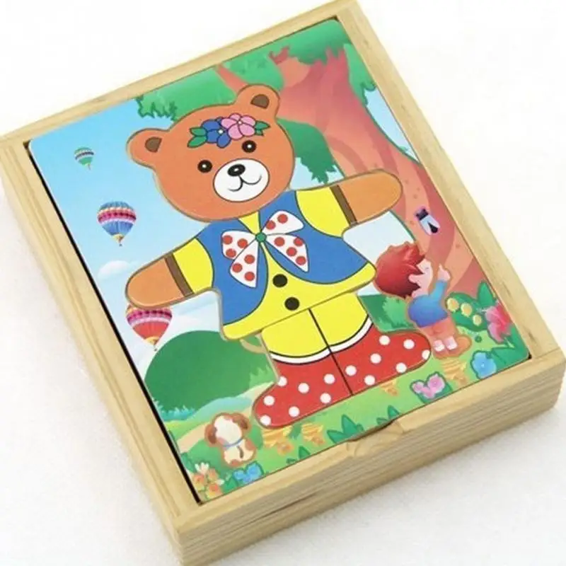 Деревянная игрушка-головоломка Обучающие Развивающие Baby Дети Обучение игрушки для детей животных головоломки # TY00015