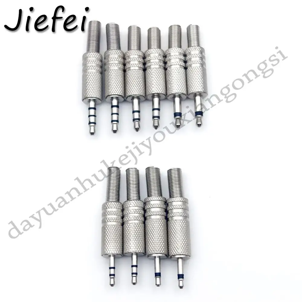 

2pcs 1/8" 3.5mm /2.5mm 2 3 4 pole mono Stereo Metal plug Audio Adaptor Connector solder DIY With Spring Solder Wire Terminals