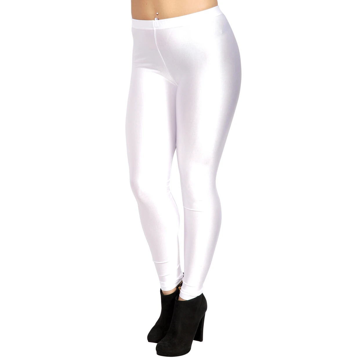 Women's Shiny Candy Neon Leggings Small White