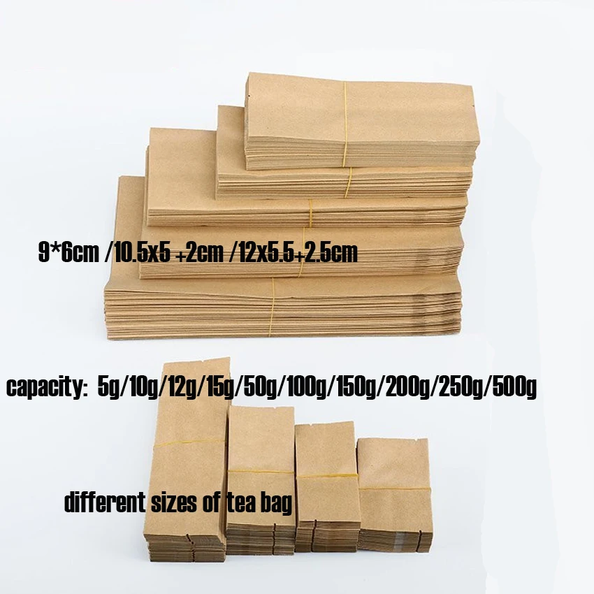 

100pcs/lot 12g/15g/20g/30g/50g/100g Kraft paper brown silver Foil Organ Bag Pollen Tea Storage Seal Pockets cotton Packaging Bag