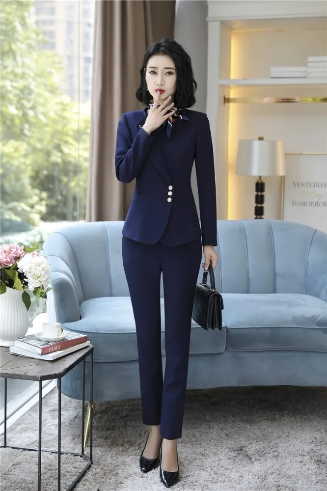 OL Styles Formal Uniform Designs Women Business Suits With Pants and Tops Ladies Office Work Wear Blazers Professional Pantsuits 3