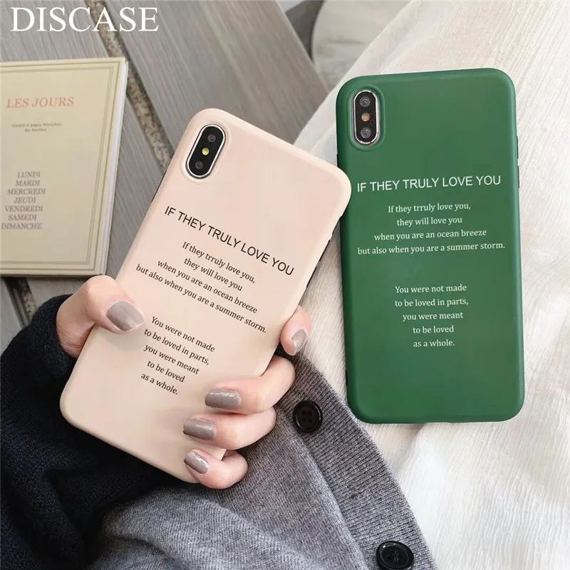 

DISCASE Couple Retro Simple English Letters Phone Case For iphone XR 8 7 6 6s plus XS MAX X Frosted IMD Soft Shell All Inclusive