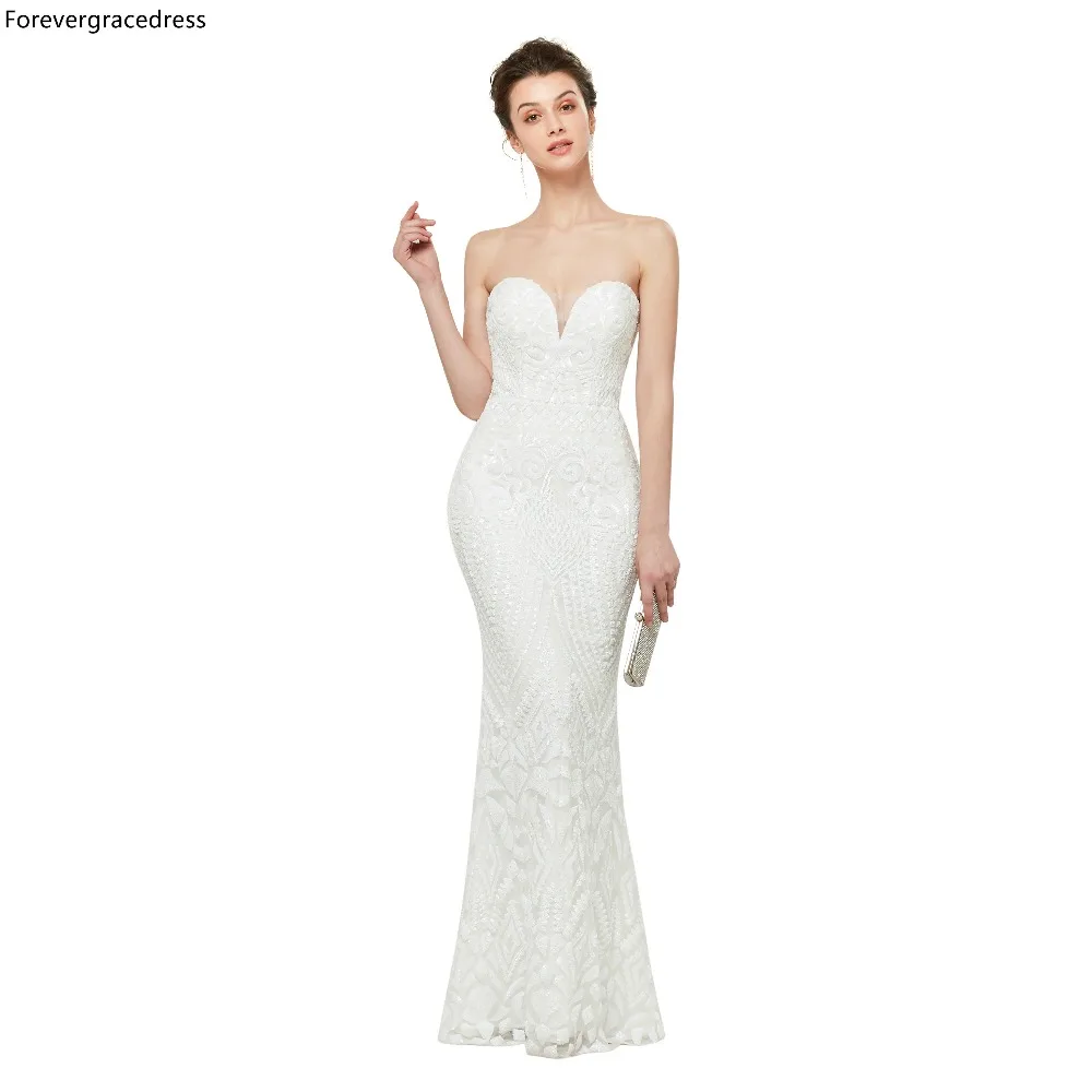 Женское вечернее платье Forevergracedress белое с блестками милая изящная Русалка