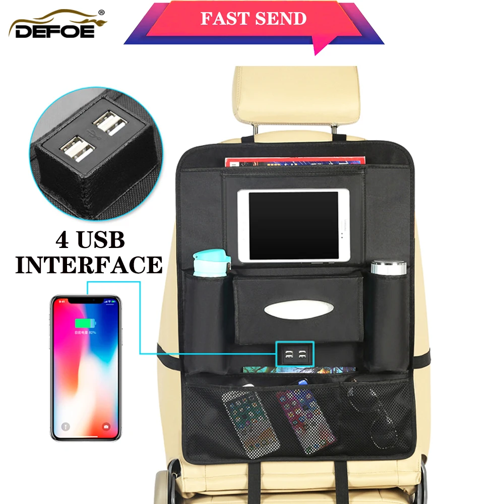 Car USB car storage box car seat storage bag Multifunctional storage