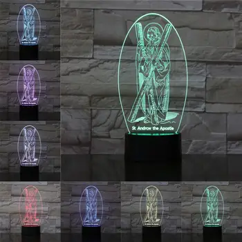 

New 3D St Andrcw The Apostle Touch Colorful Lamp Bible Classic Jesus Apostle Night Light Table Decor Church Atmospher Light