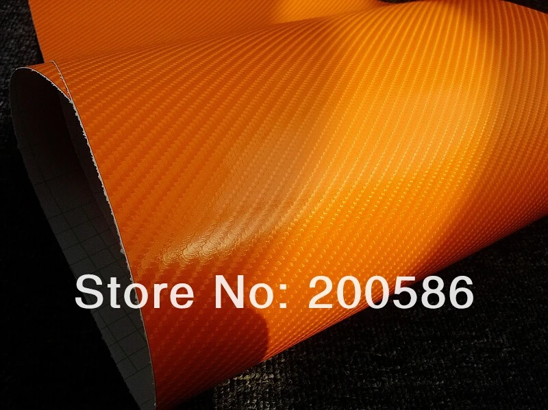 Оранжевый 4D углерода Волокно винил автомобиля Обёрточная бумага Блестящий лоск 4D углерода Плёнки Обёрточная бумага Ping Foile с выпуска воздуха Размеры 1.52*30 м/roll