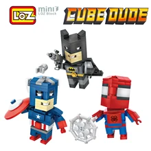 LOZ Mini Super Herói Aranha Batman Lanterna Verde Figura Modelo Blocos de construção Cubo Cara Figura Brinquedo Para 6 Anos de Idade + Oficial autorizado
