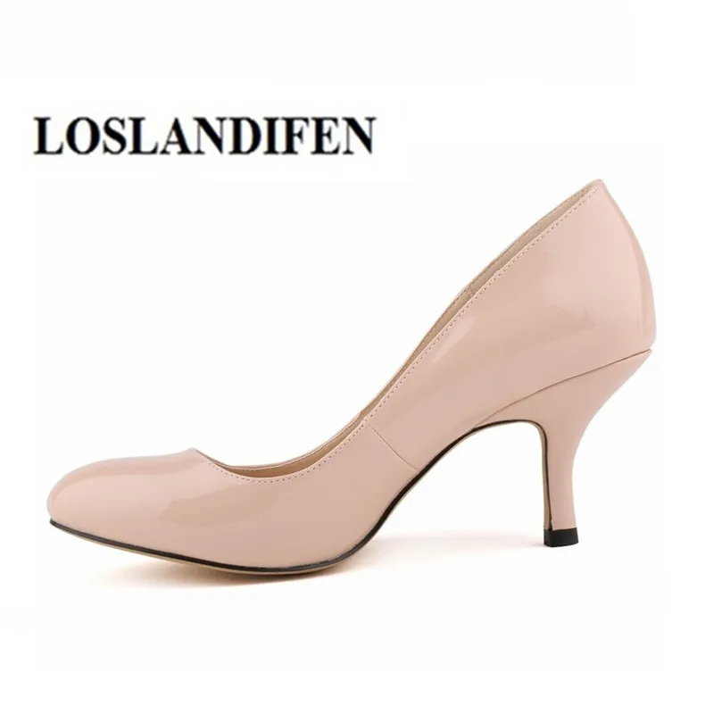 

Женские туфли-лодочки LOSLANDIFEN, офисные туфли с круглым носком, на каблуке 7,5 см, классический дизайн, низкие босоножки 35-42