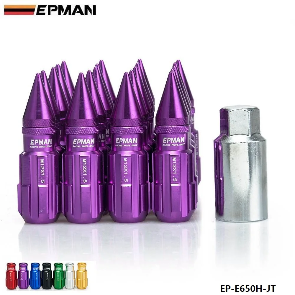 Аутентичные EPMAN формулы колеса стопорные гайки M12x1.25/M12x1.5 20 шт с шипами EP-E650H-JT-ALBZ - Название цвета: Фиолетовый