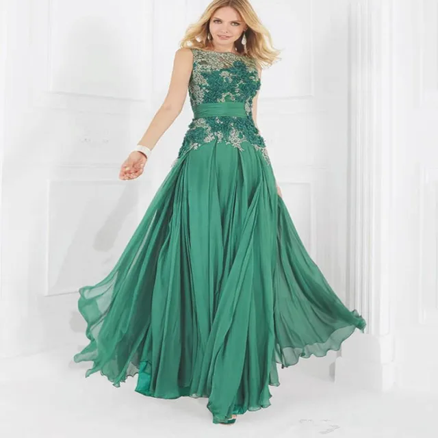 Emerald Chiffon Prom Dress