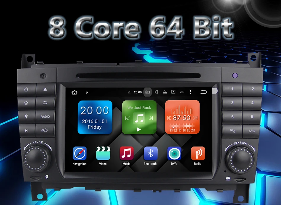 Perfect Eunavi 8 Core 2 Din Android 9 Car Dvd Player Radio GPS For C-class W203 2004 - 2007 Clk W209 2005 A-w168 1998 2002 Clk-c209 DSP 1