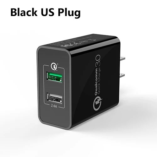 TIEGEM 30 Вт быстро Quick Charge 3,0+ 2.4A Dual USB универсальный мобильный телефон Зарядное устройство Портативный ЕС США Разъем для samsung huawei Xiaomi LG - Тип штекера: Black US Plug