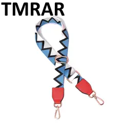 Новинка 2019 года сумки ремень синий треугольники дизайн Национальный золотой пряжкой холст ремни для сумок Мода легко держать лямки qn280