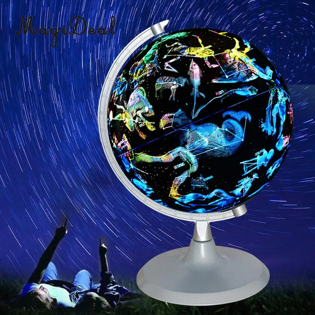 MagiDeal 20cm Day View World Globe and Night View Illuminated Constellation Map Globe for Home Table Desk Decoration Ornaments