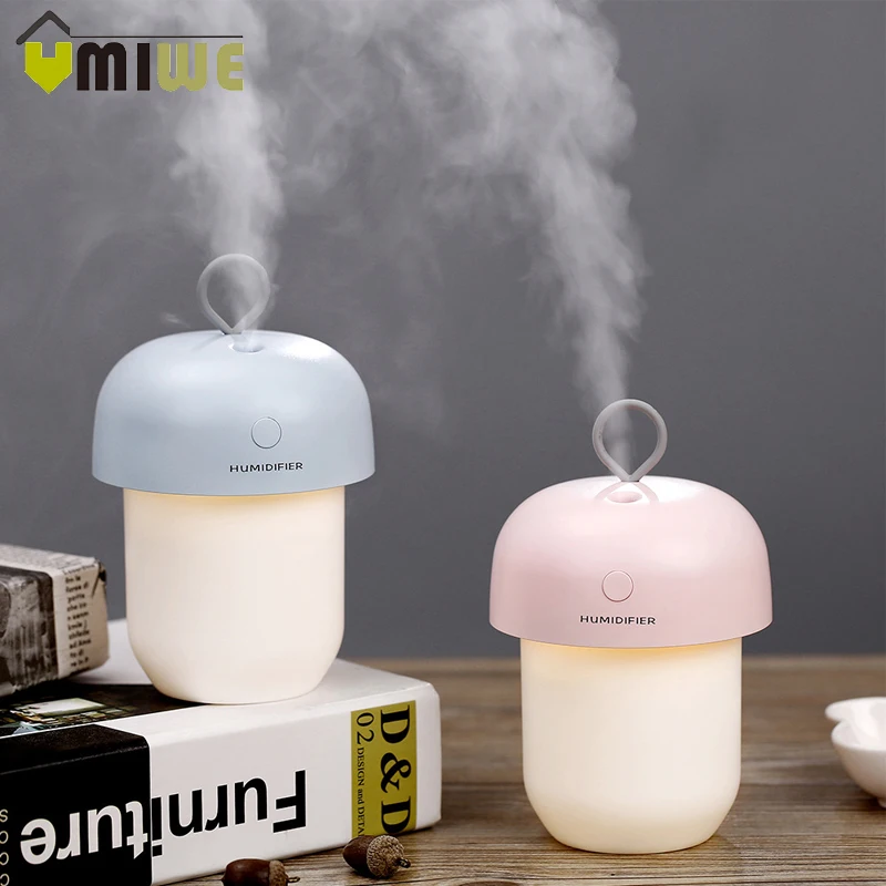 

Three-in-one Lamp Air Humidifier Mushroom Type Round Head Essential Oil Diffuser Mist Maker with Night Light for Home Car Use