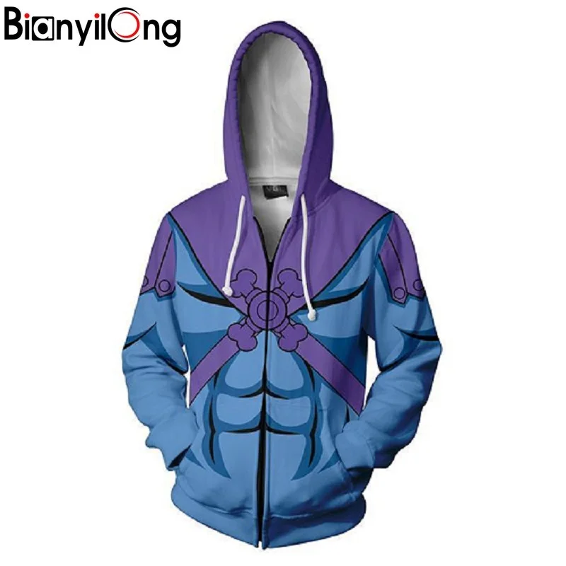  2018 Men Hooded Skeletor - Master of the Universe Zip Up Hoodie 3D Printed Hoodies Casual zipper ho