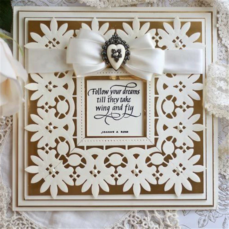 

GJCrafts Cutting Dies Lace Die Cuts for Card Making DIY Scrapbooking Embossing New Craft Petal Pattern Border Lace Die Frame