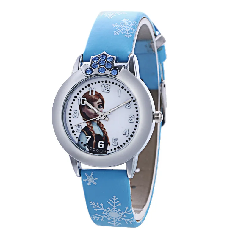 FROZEN Children Watches Girls Luxury Rhinestone Quartz Watch Women Fashion Casual Leather Wristwatch Christmas Gift Relogio
