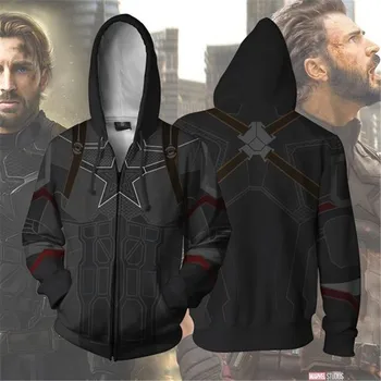 

Avengers Captain America Hoodies Cosplay Costumes 2019 Women men 3D Zip Up printing Hoodies Sweatshirt Popular Hoody Streetwear