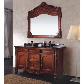 

double sink solid wood bathroom vanity