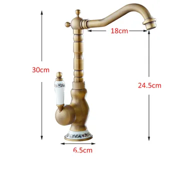 

Euro Retro Antique Brass Basin Faucet Porcelain Creamic Single Handle Mixer Tap 360 Rotation Bathroom Faucet torneiras