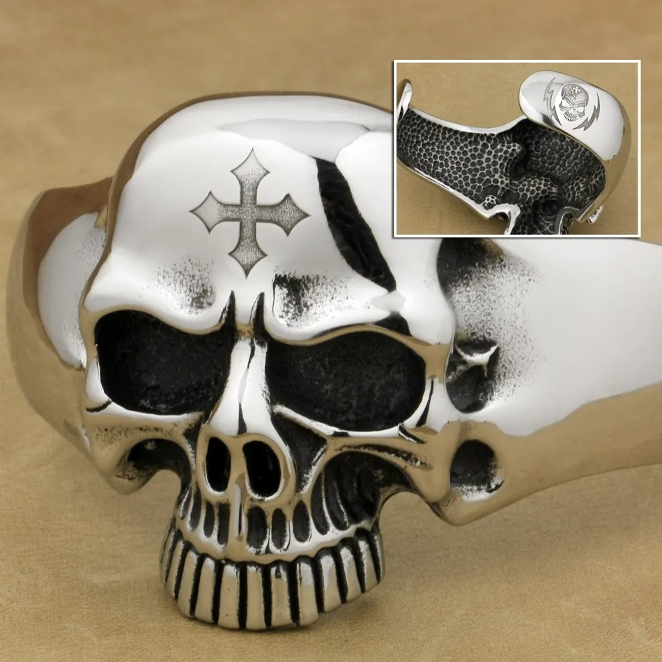 316L Stainless Steel Deep Engraved Skull Cross Mens Biker Punk Bangle Cuff 5J122 Fit 6.5 ~ 7.5 inches Wrist 316L Stainless Steel Deep Engraved Skull Cross Mens Biker Punk Bangle Cuff 5J122 Fit 6.5 ~ 7.5 inches Wrist