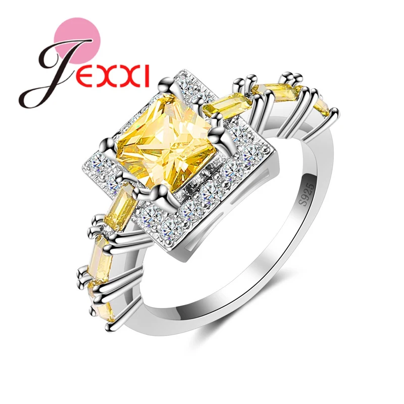 4 Colors Fashion 925 Sterling Silver Rings For Wedding Engagement Jewelry Brand Cubic Zirconia Anniversary Proposal Ring | Украшения и