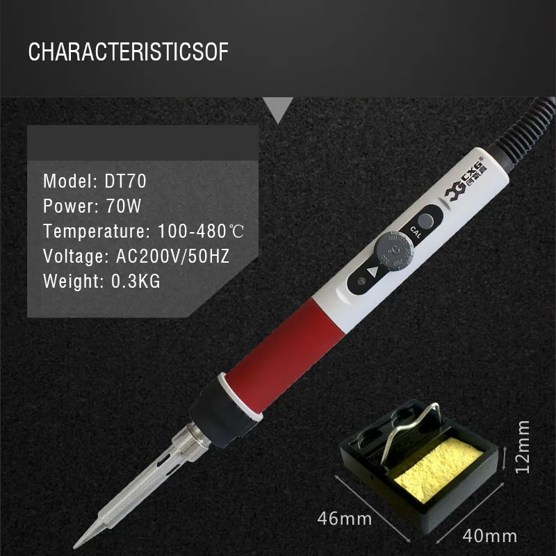 Soldering iron EU Plug 220V 70W Adjustable Temperature Electric Soldering Iron Kit+5pcs Tips Welding Repair Tweezers Hobby knife Tool bag (15)