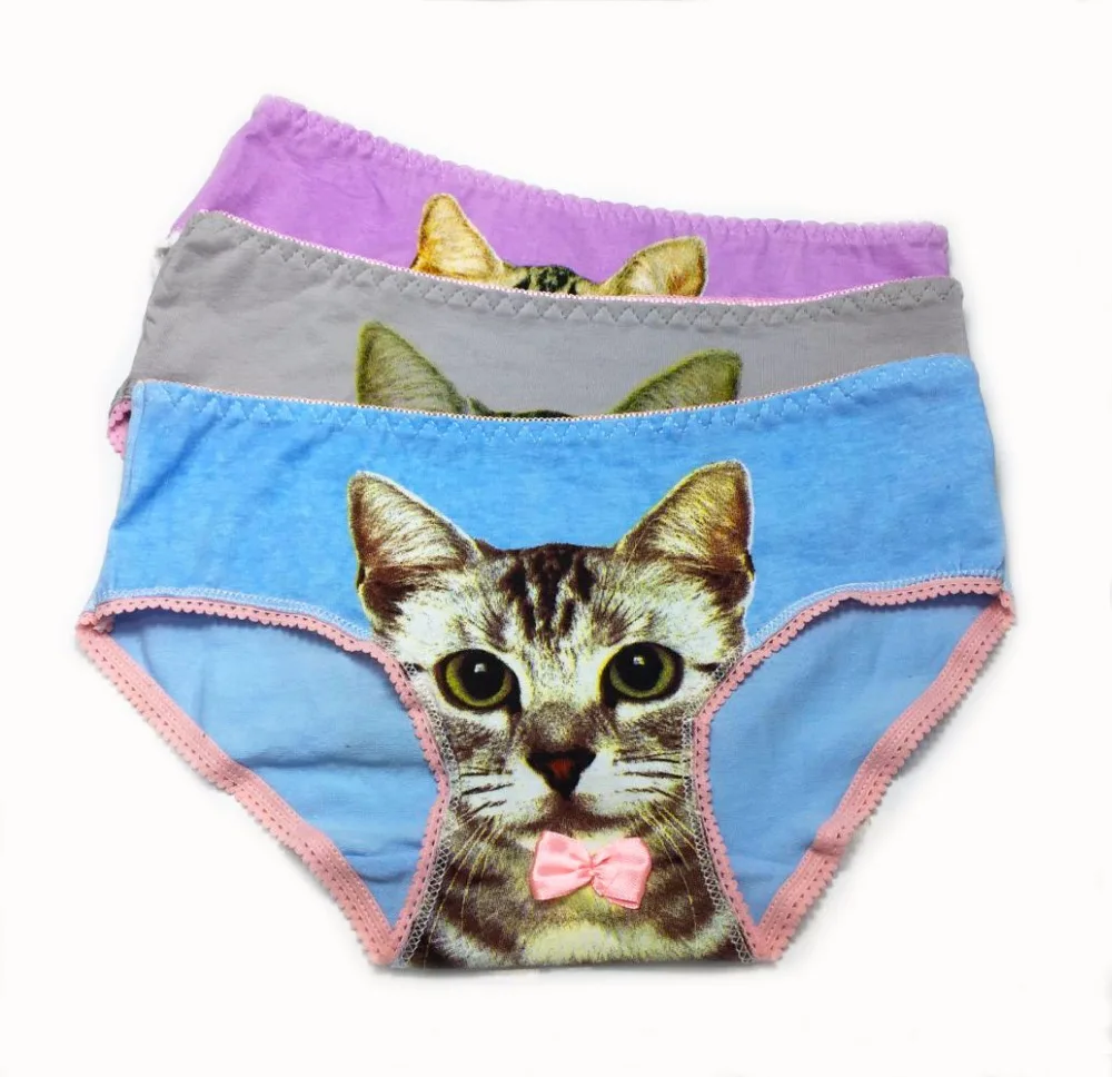 

Feehoofox 3pcs/lot Hot Selling Cotton Women's Underwear Briefs 3D Printing Cat Panties Sexy Lingerie Intimates Women calcinha