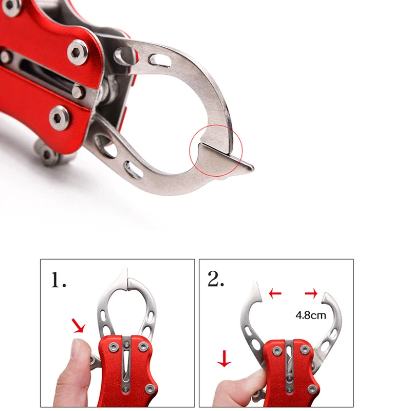 Fishing Pliers Multi-function Fish Grip Finger Type 304 Control Plier With Retention Rope Reel Handle Carabiner Fishing Tools