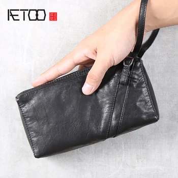 

AETOO Leather wallet Goat opie hand bag horizontal wallet