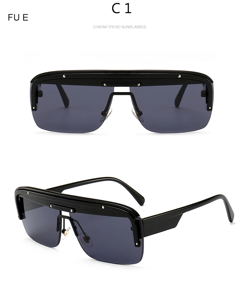 FU E полуоправы прямоугольные солнцезащитные очки для мужчин и женщин модные крутые тени женские брендовые Роскошные Винтажные Солнцезащитные очки для мужчин Oculos