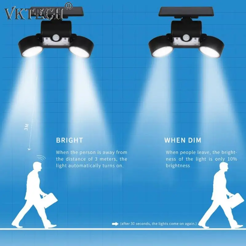 30 светодиодный солнечный датчик движения настенный светильник Открытый водонепроницаемый уличная садовая лампа вращающийся Солнечный