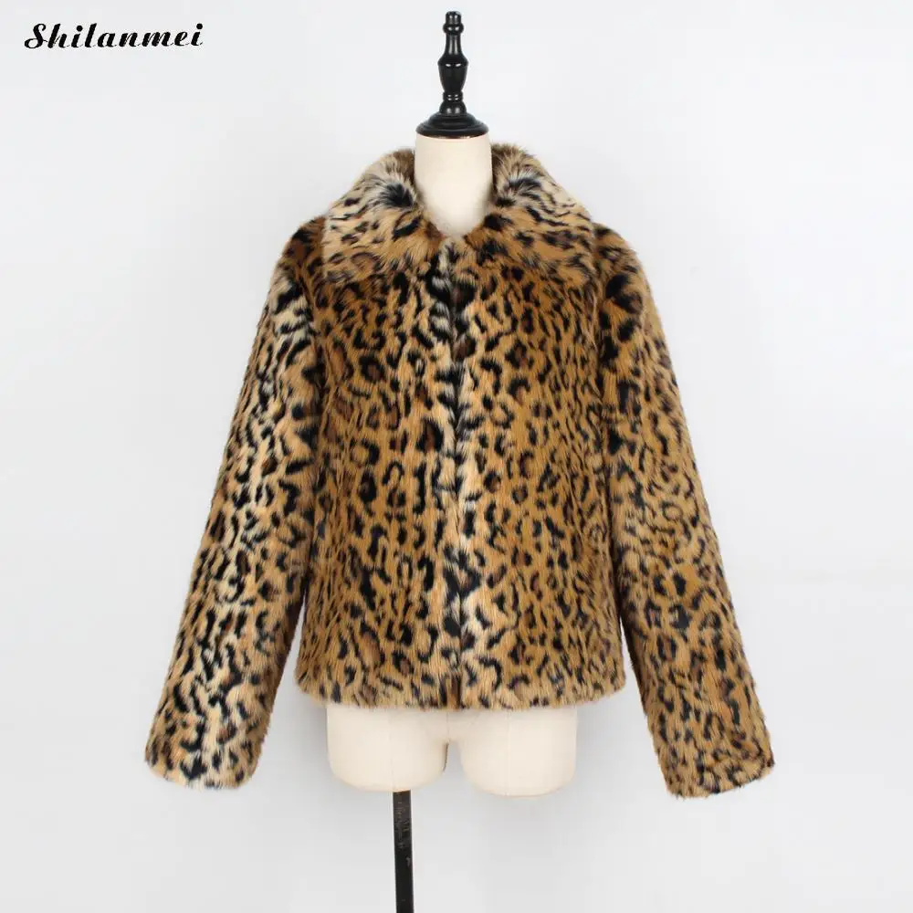 2018 Winter Women Plus Size Leopard Fur Coat Women Vintage Elegant Artificial Fur Jacket Fashion Warm Outwear Casaco De Pele Coats