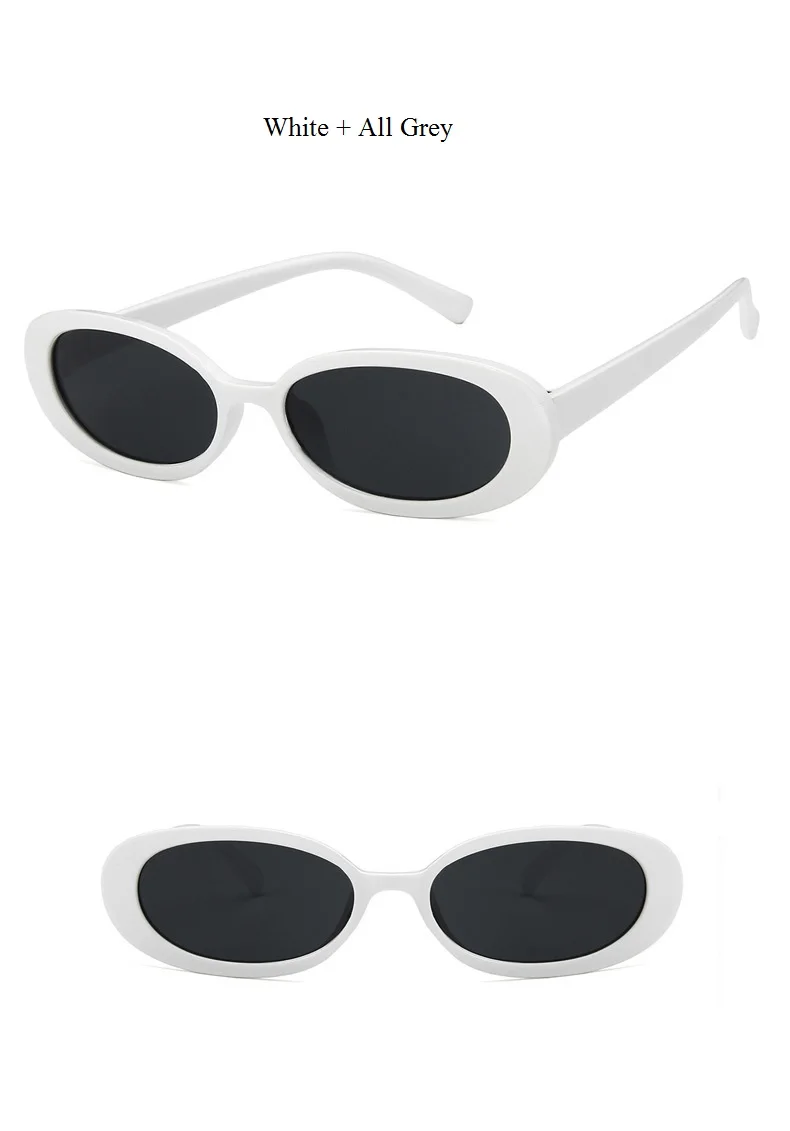 Брендовые дизайнерские крутые Овальные Солнцезащитные очки в небольшой оправе цвета коровы для женщин, новинка, трендовые солнцезащитные очки в полоску для пар, розовые фиолетовые оттенки - Цвет линз: White All Grey