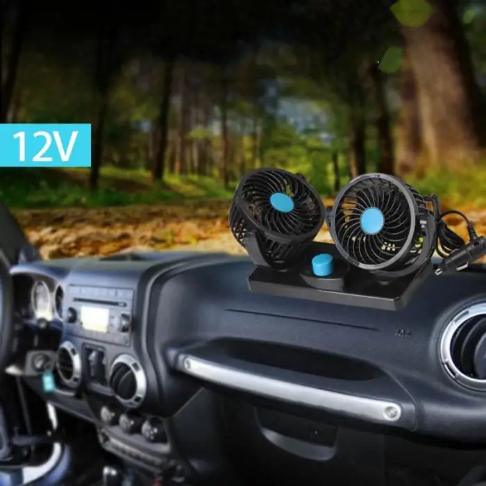 12V/24V Double Ventilator Car Ventilator Fan for Caravan Car with Cigarette Lighter NJ88