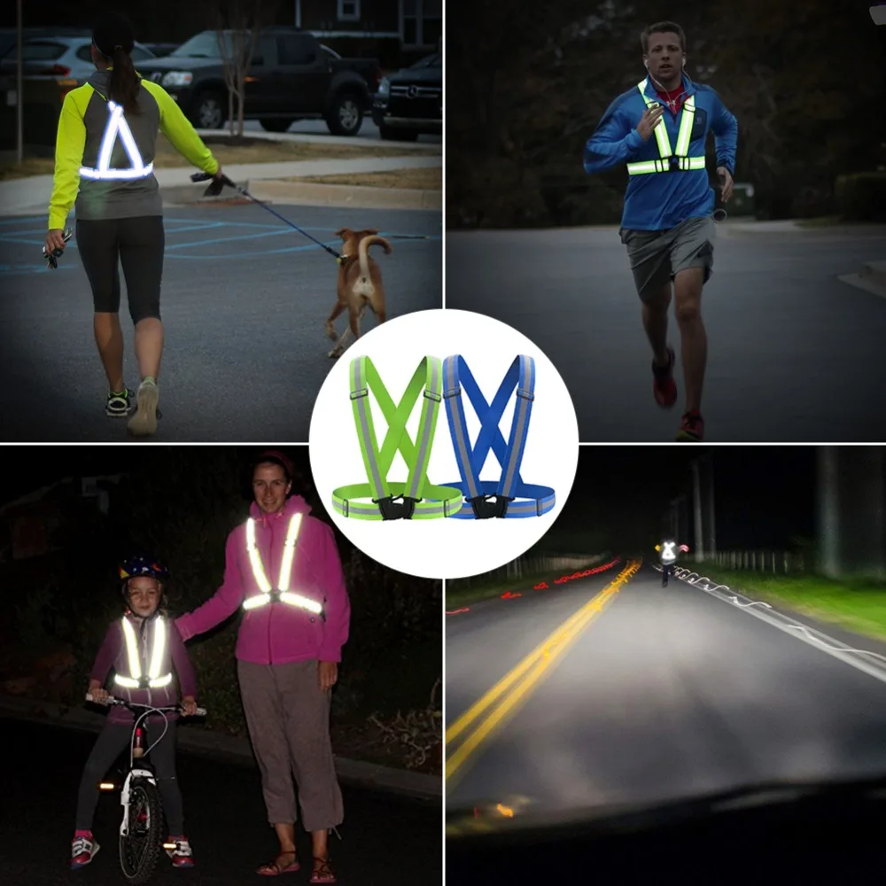 

SKL Adjustable Reflective Running Gear Safety Vest Waist Belt Stripes Jacket High Visibility for Outdoor Jogging Cycling Walking