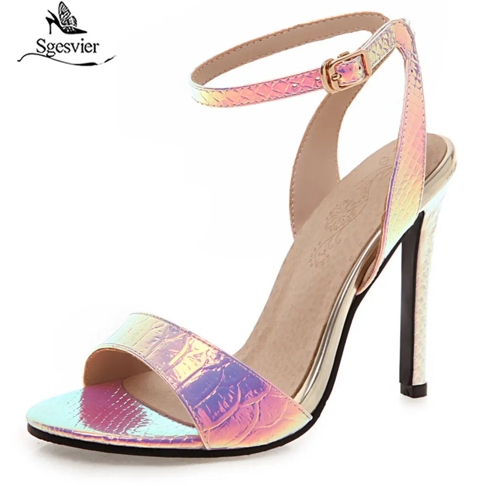 

Sgesvier size 32-48 new summer sandals buckle super high heels shoes buckle ladies prom wedding shoes women sandals 2019 G533