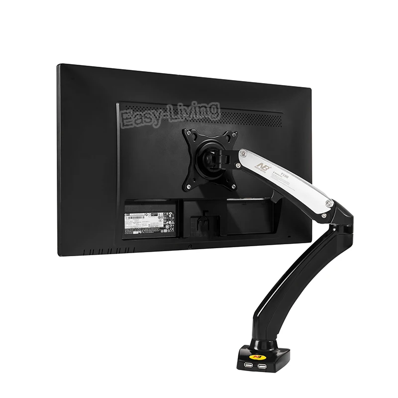 nb f100 aluminum 17 27inch led lcd monitor holder arm ergonomic gas strut desktop mount bracket with 2 usb port load 2 6 5kgs tv mount tv monitor mountmonitor holder arm aliexpress