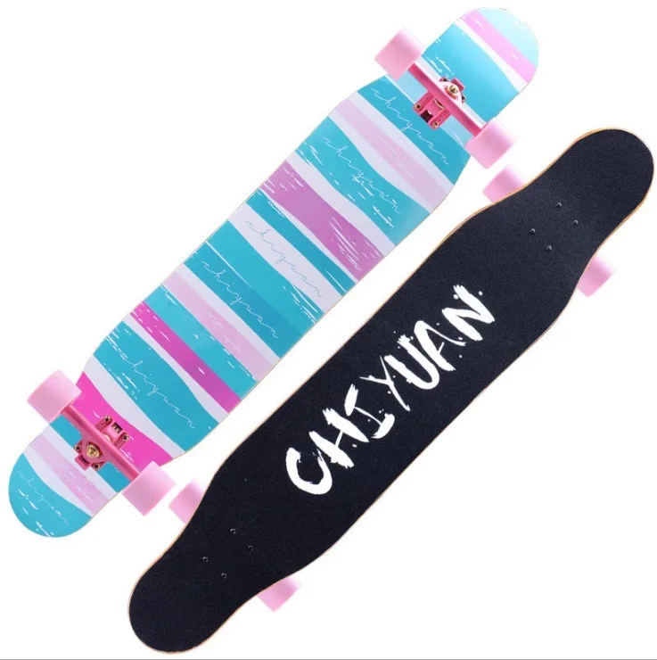 118 см четырехколесная скейтборд кисть для начинающих уличная длинная доска для взрослых мальчиков и девочек профессиональная Кленовая танцевальная доска - Цвет: Pink