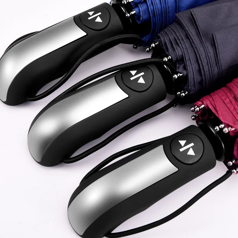 

Black Coating 10Ribs Rain Sun Umbrella Anti-UV Automatic 3 Folding Wind Resistant Auto Luxury Big Windproof Women Men Parasol
