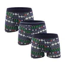 Нежные мужские хлопковые боксеры нижнее белье с рисунком рождественской елки пикантные мужские трусы-боксеры дышащие трусы Calzoncillo Hombre