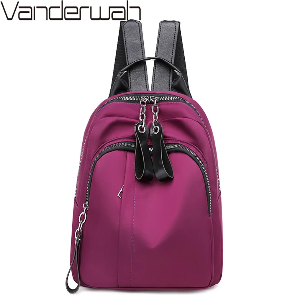 

New Small Waterproof Nylon Women Backpack Fashion Zipper Shoulder Back Bag Travel Preppy Style Backpacks Teenager Girls Daypacks