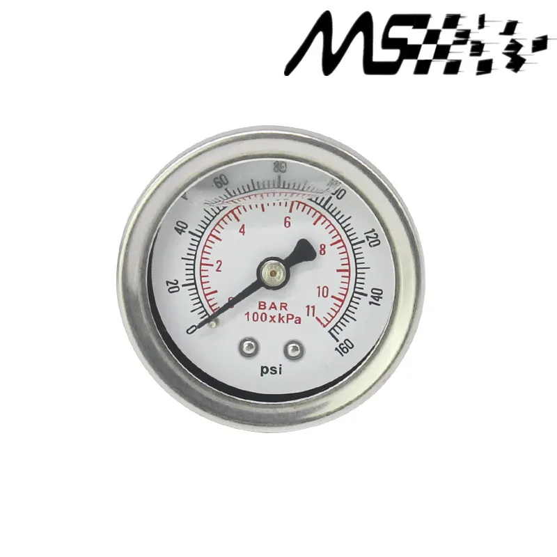 Регулятор давления топлива Манометр 0-160 фунтов/кв. дюйм/бар жидкого заполнения Хром топлива/масла манометр