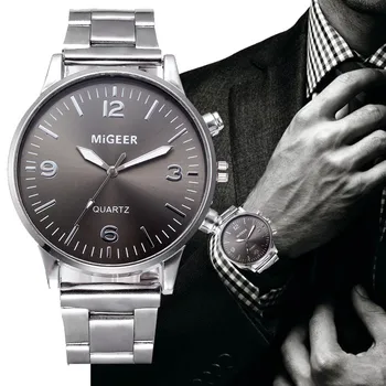 

Fashion Men Crystal Stainless Steel Analog Quartz Wrist Watch Bracelet men watch stainless steel mesh wristwatch mens Relogio